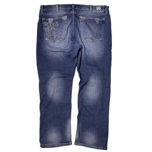 Rock & Republic Jeans Mens 42x30 Blue Relaxed Straight Distressed‎ Y2K